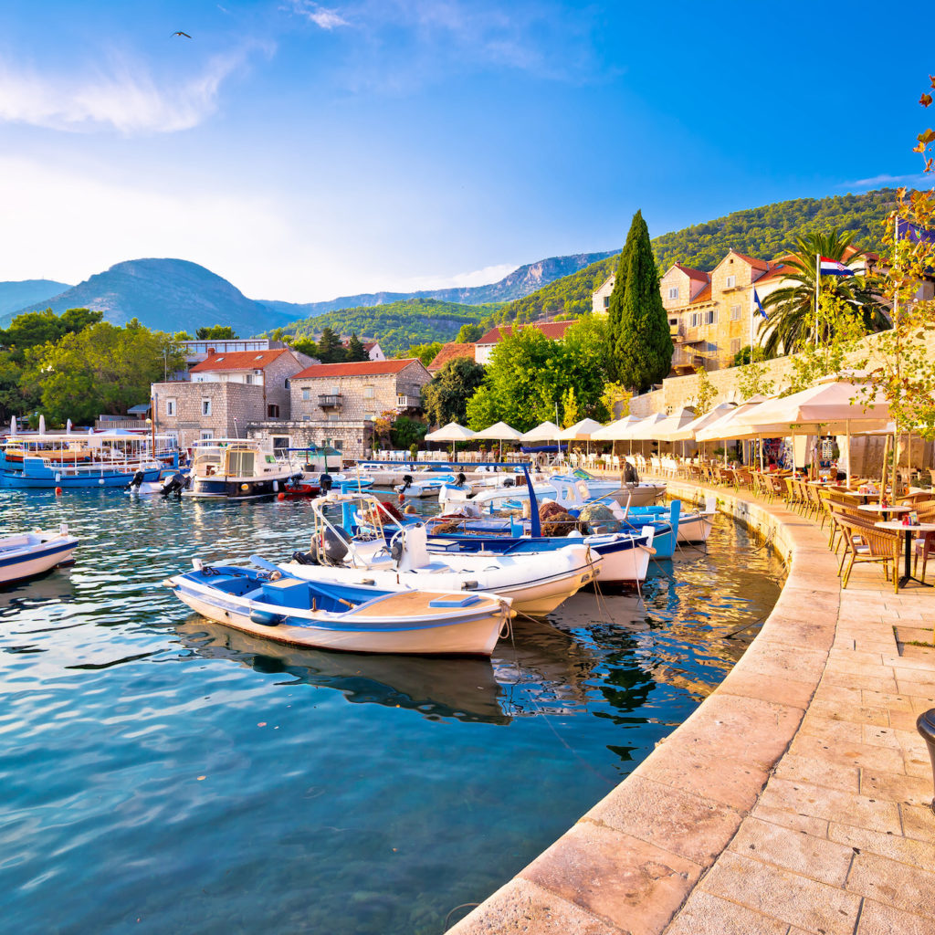 Town of Bol on Brac island waterfront view, Dalmatia region of Croatia