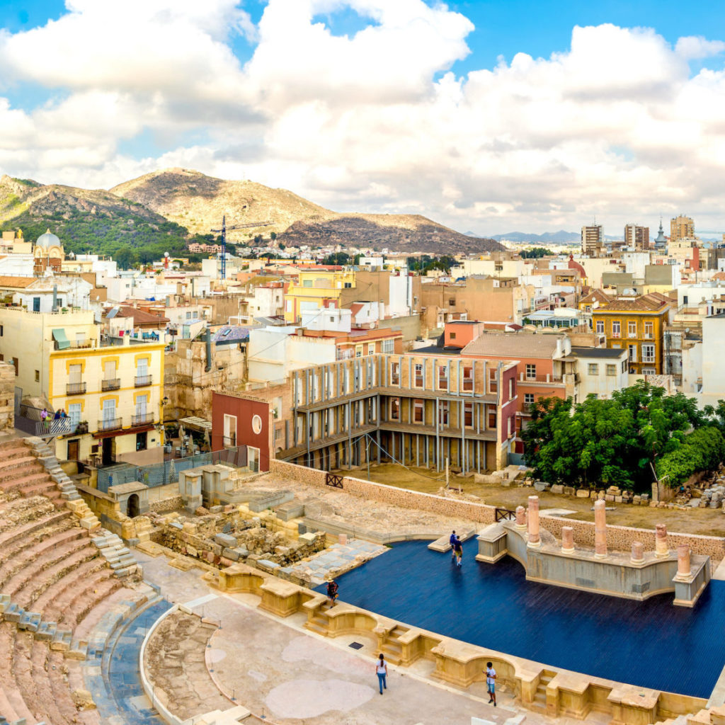 Panoramic view at the Cartagena from ancient Roman thetre - Spain
