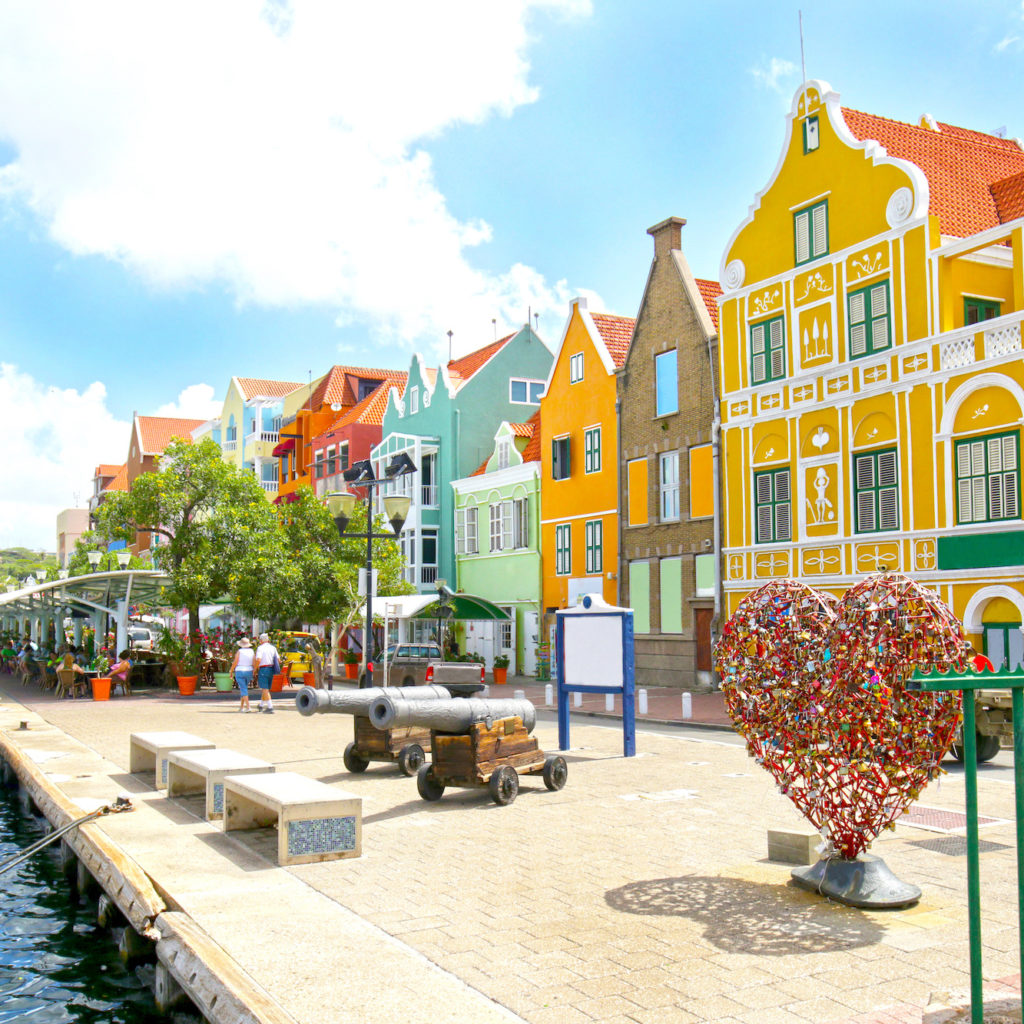Willemstad, Curacao, Netherlands Antilles. Colourful houses and commercial buildings of Punda, Willemstad Harbor, on the Caribbean island of Curacao, Netherlands Antilles