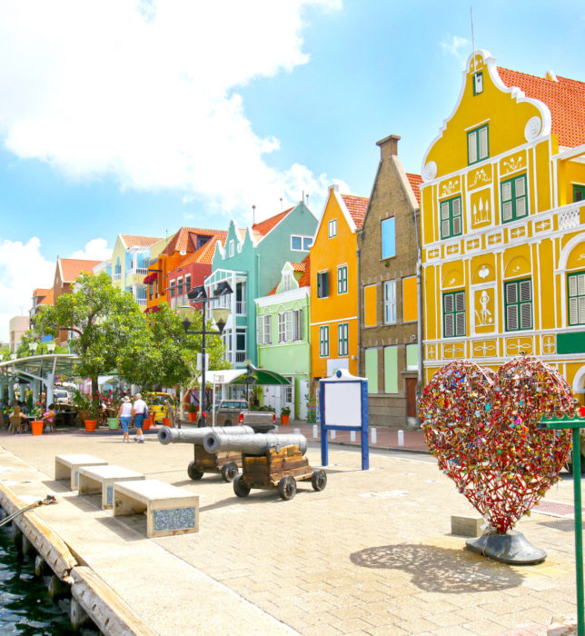 Willemstad, Curacao, Netherlands Antilles. Colourful houses and commercial buildings of Punda, Willemstad Harbor, on the Caribbean island of Curacao, Netherlands Antilles