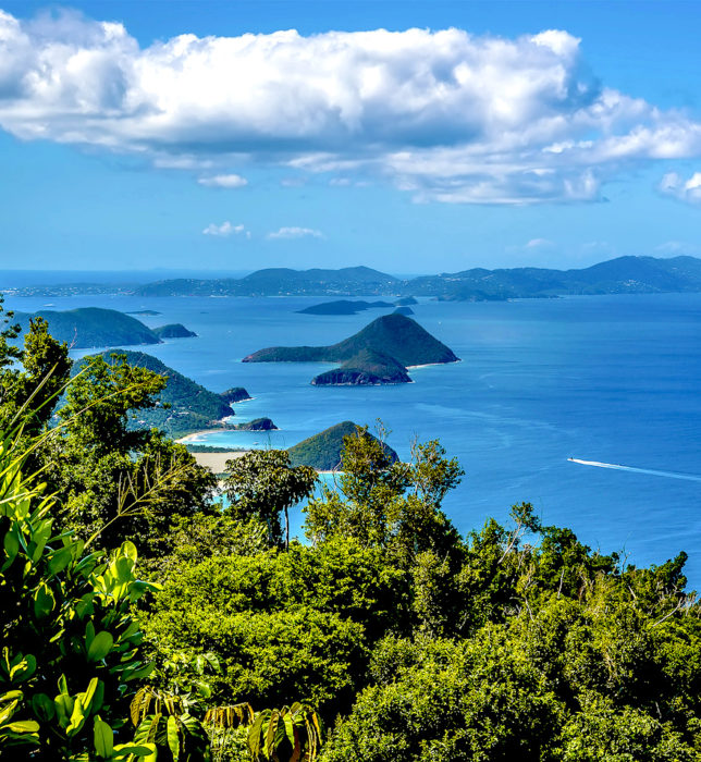 A view down the coast of Tortola towards Jost Van Dyke island