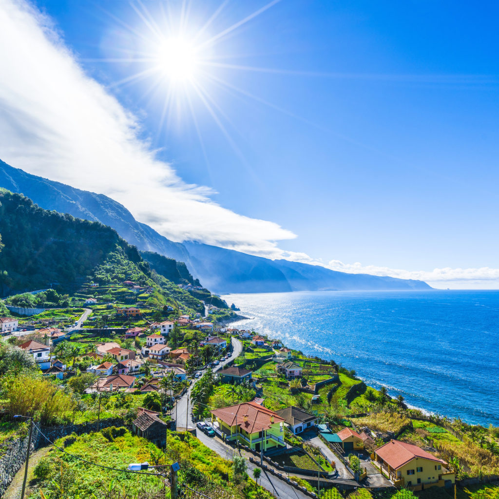View on the northern coast by the Atlantic, Boaventura, Ponta Delgada, Madeira