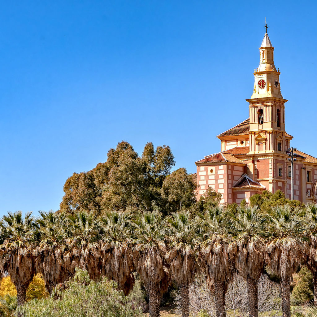 View of landmark Virgen de la Cabeza church in Motril, Andalusia, Spain.