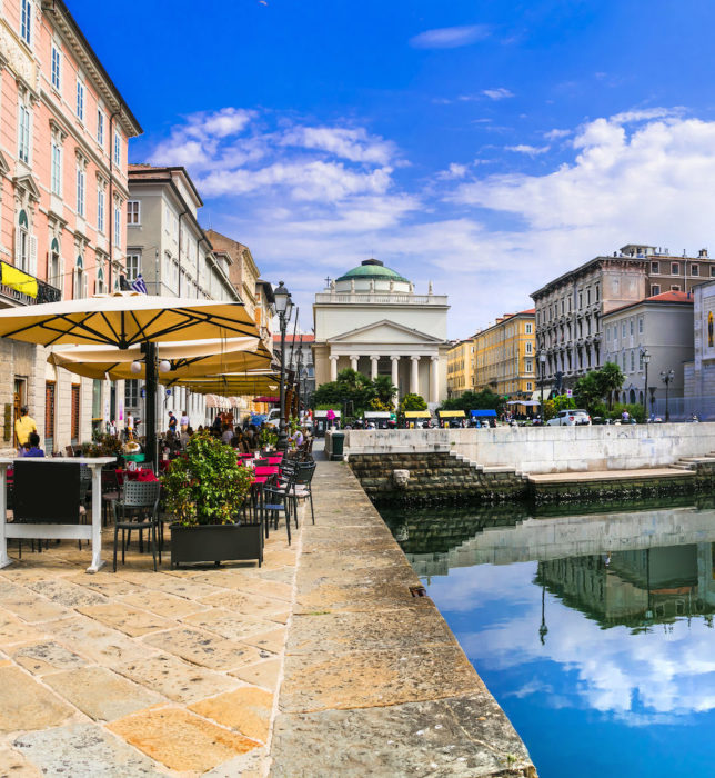 Landmarks and beautiful places (cities) of northern Italy - elegant Trieste with charming streets and canals