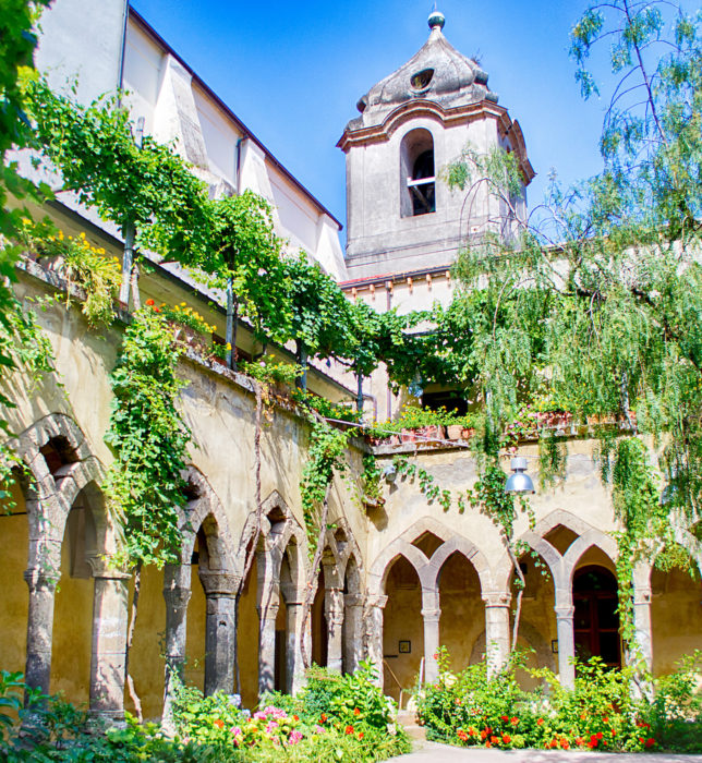 The scenic cloister of San Francesco d'Assisi Church in Sorrento, Italy