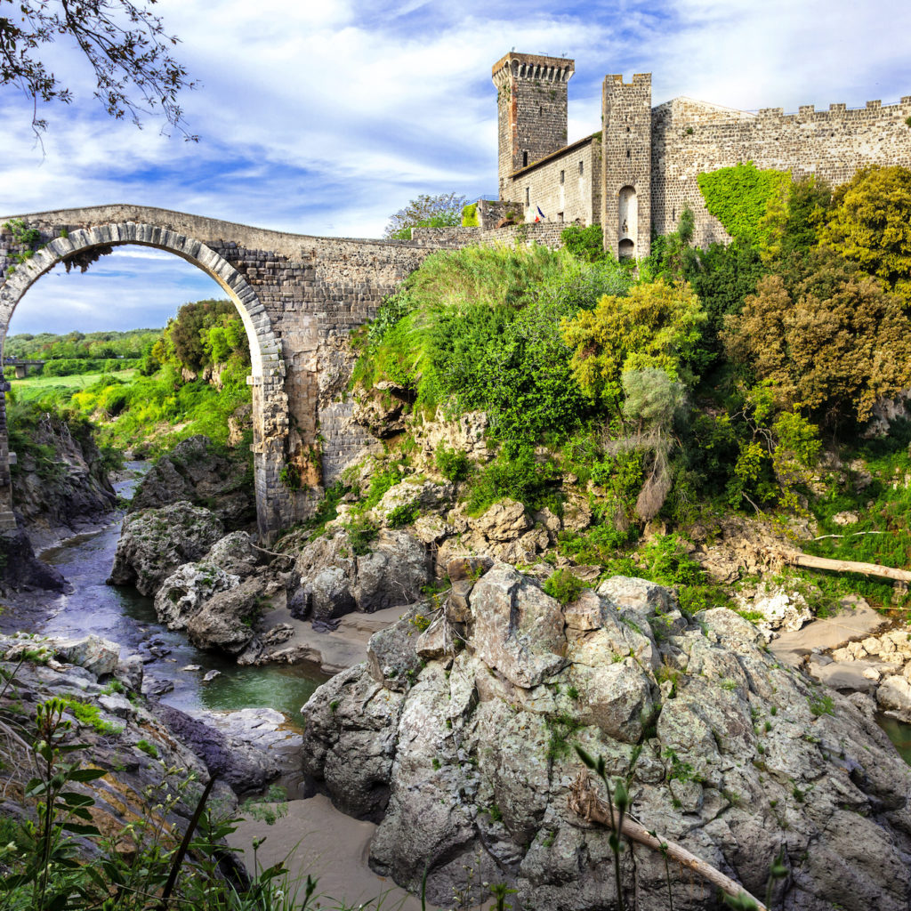 impressive ancient bridge and castle Vulci - Lazio, Italy