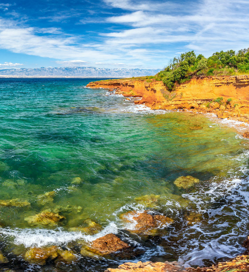 Panorama view of sea from the Vir island in the Zadar County of Croatia, Europe.